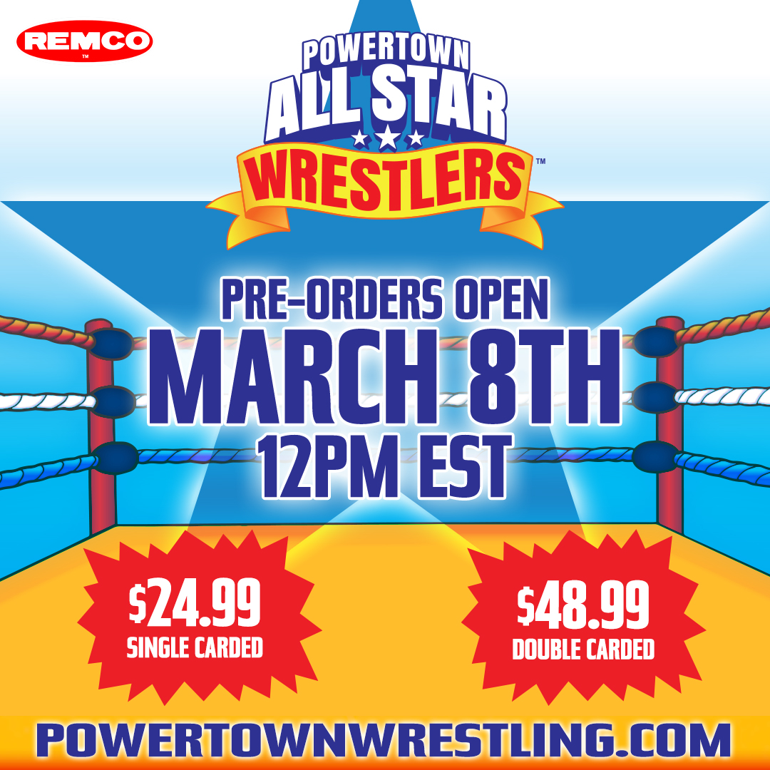 Remco Wrestling Figures featuring the Powertown All-Star 'I Quit Match' series, showcasing Magnum TA and Tully Blanchard